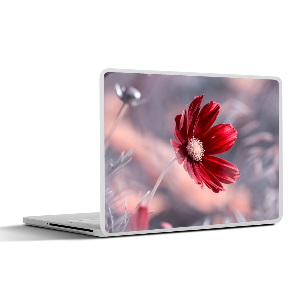 MuchoWow Laptop Aufkleber Sticker Cover Blumen - Rot - Natur - Pflanzen 40x30 cm - Laptop Dekoration - Selbstklebend