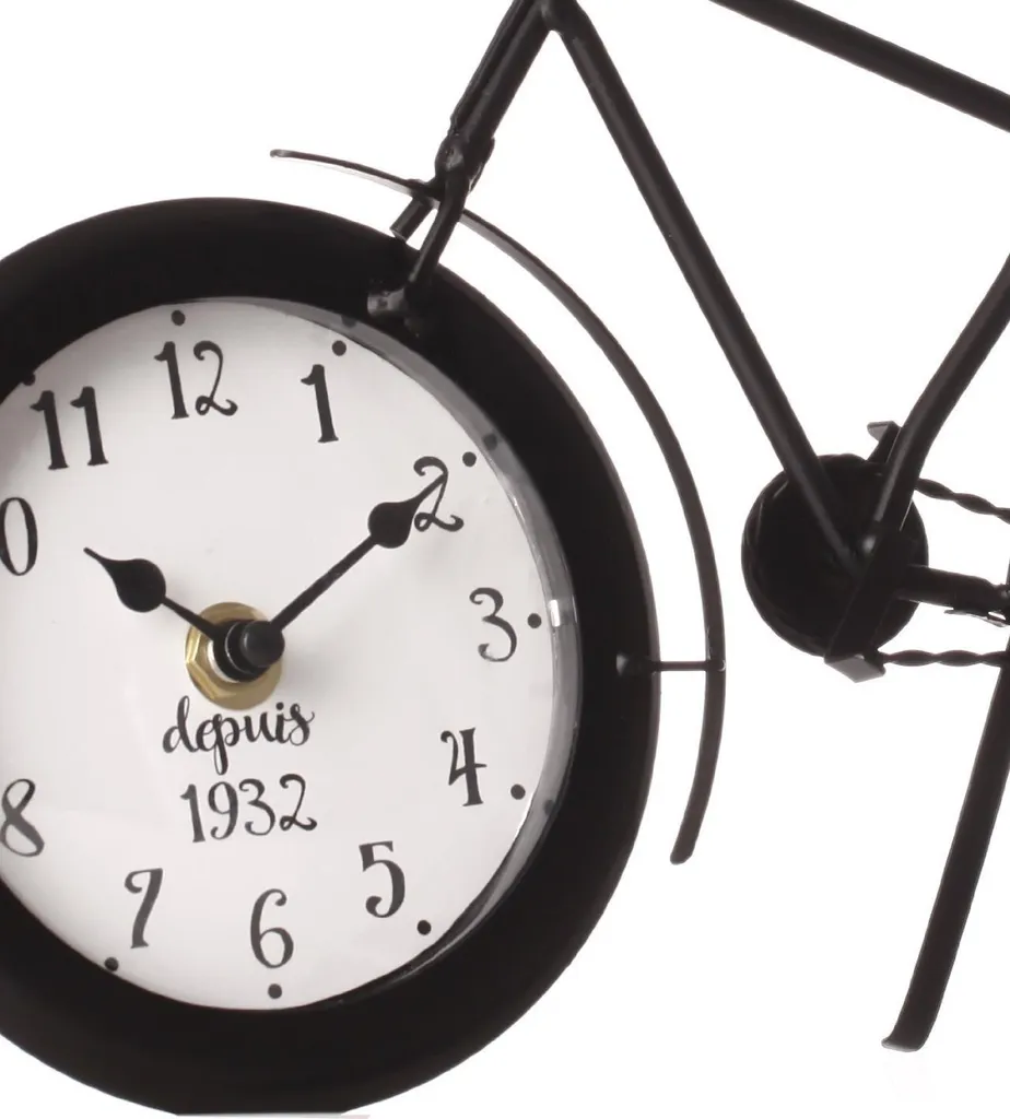 Horloge de vélo en métal vintage - Pendule de table rétro forme cycle