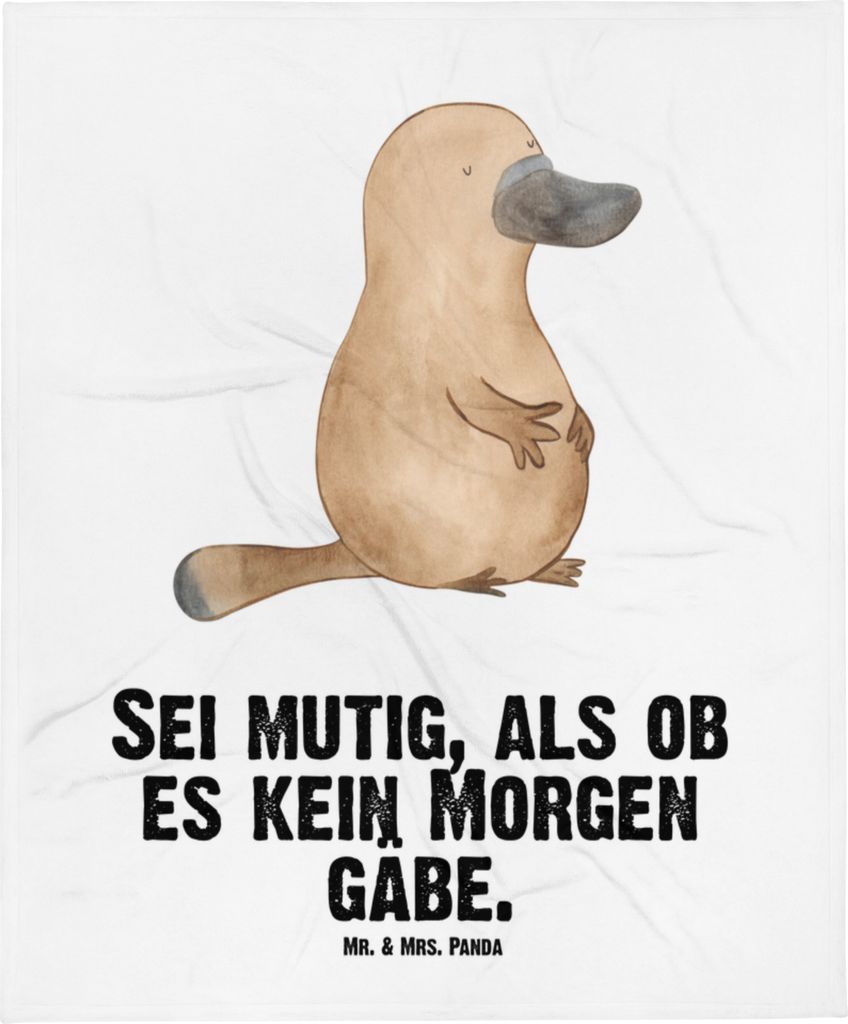 Mr. & Mrs. Panda Babydecke Schnabeltier Mut - Weiß - Geschenk, Plaid, Arbeit, Neuanfang, Weltreise, Büro, Schlummerdecke, Motivation, Fleecedecke...