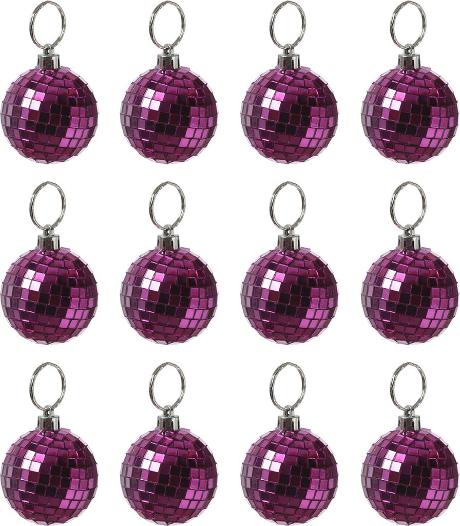 Christbaumschmuck Discokugel - Spiegelkugel 5cm - Weihnachtskugel - 5x5mm Spiegel - pink - 12St.