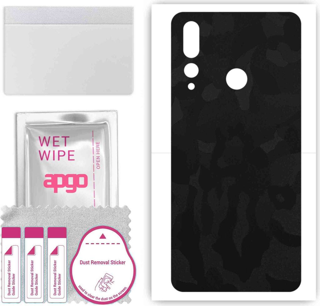 apgo Rückseite Schutzfolie, Skin, kompatibel mit Lenovo K6 Enjoy, Hinten Displayschutzfolie aus Vinylfolie, kratzfest, einfache Montage - Schwarze...