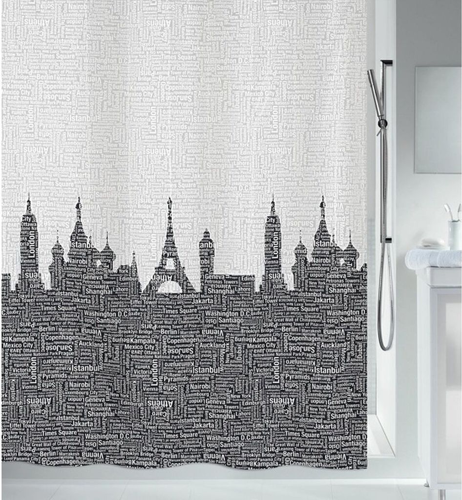 Spirella Duschvorhang Textil "Urban black", vers. Größen Größe: 120 x 200 cm