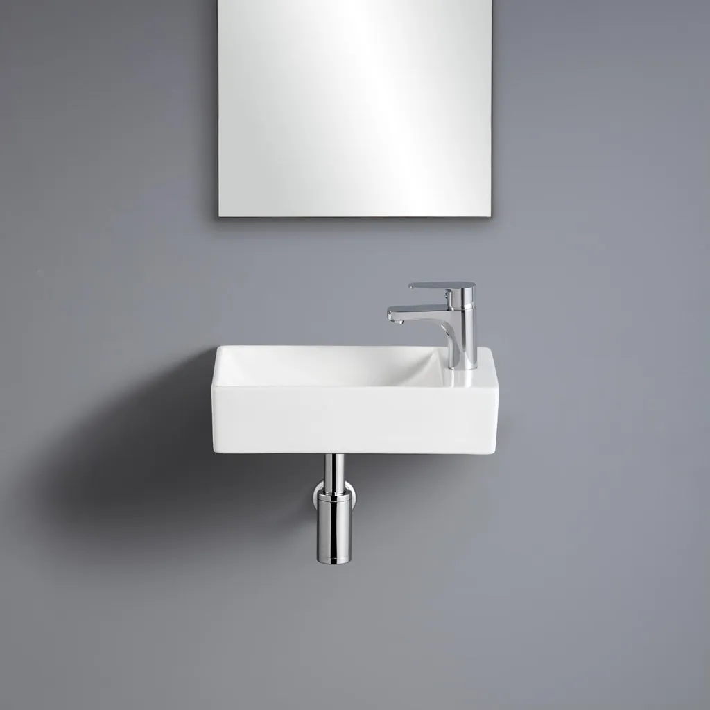 Petit Lave-mains Mural Rectangulaire Savy Blanc pour Toilettes et WC