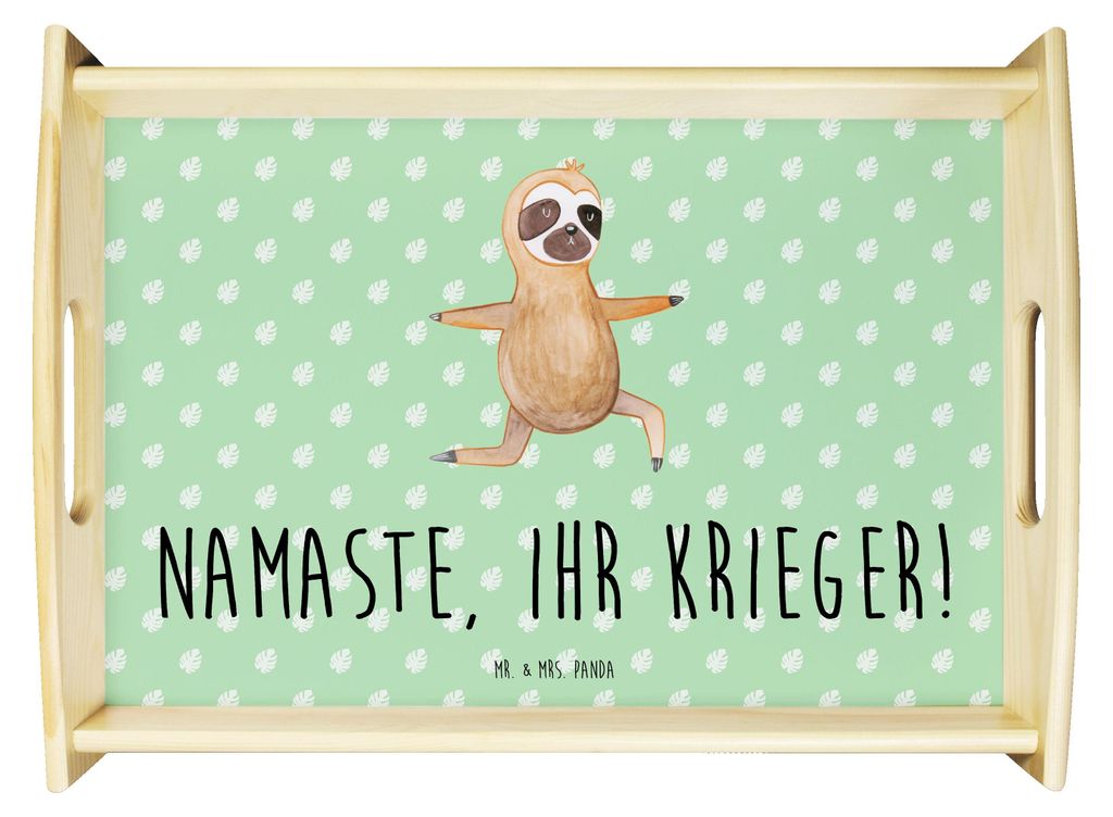 Mr. & Mrs. Panda serviertablett aus holz Faultier Yoga - Tropengrün - Geschenk, Yogaübungen, sofatablett, Sofa Tablett, betttablett, Meditation, ...