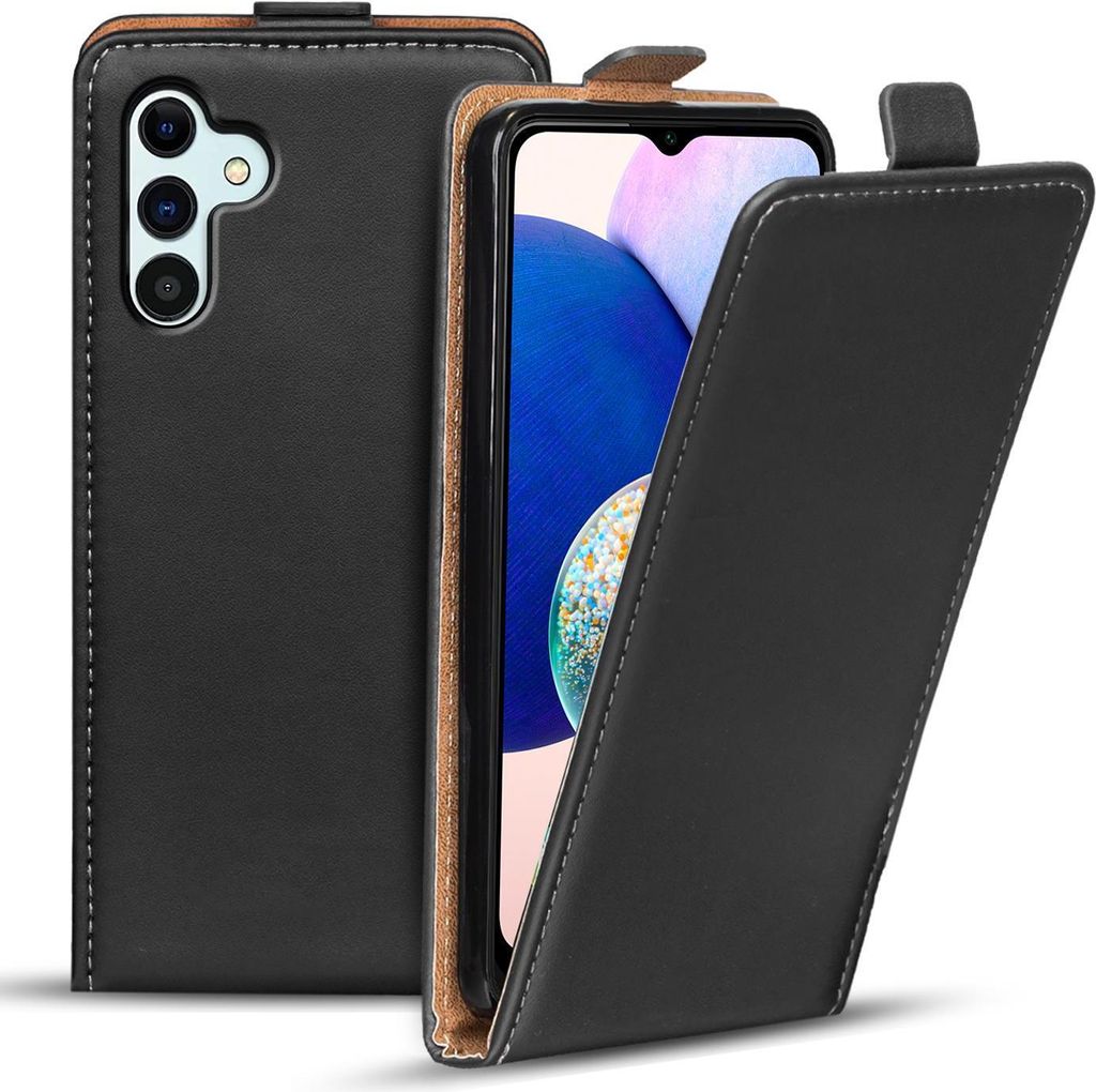 Conie Ultra Slim Klapp Tasche für Samsung Galaxy A14 4G/5G schlanke Hülle Rundumschutz in Schwarz