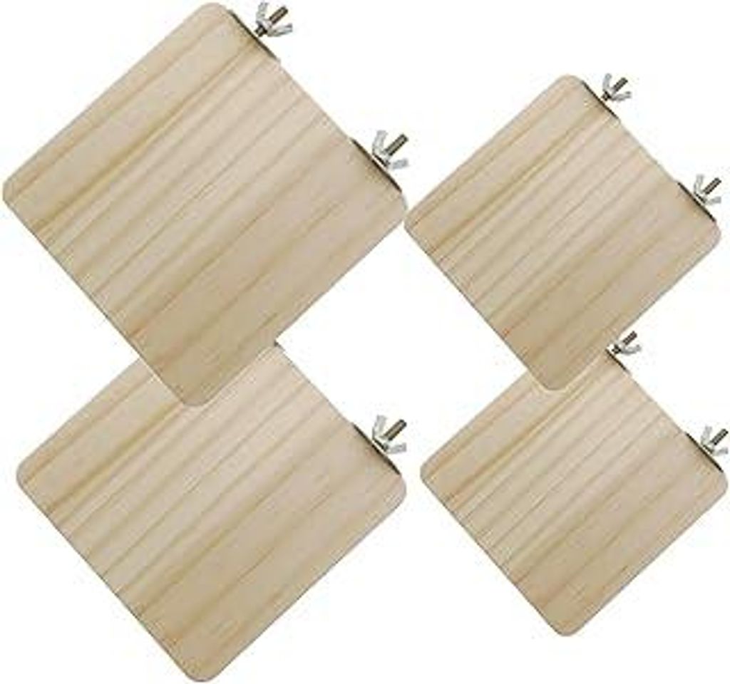 JZK 4 x Holz-Sprungbretter, rechteckig, für Hamster, Chinchilla, Maus, Ratten und Kleintiere