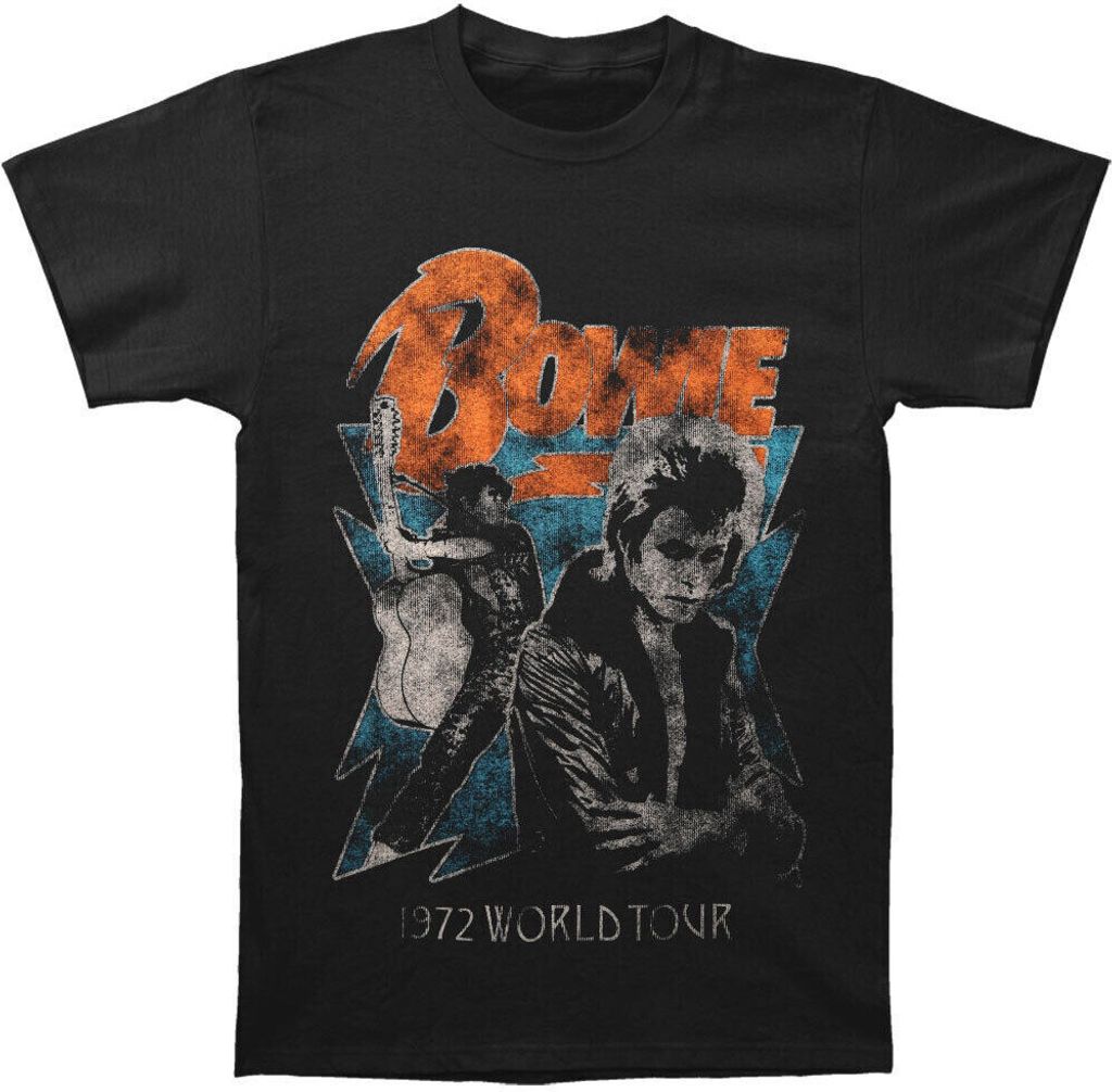 David Bowie - "1972 World Tour" T-Shirt für Herren/Damen Uni RO308 (L) (Schwarz)