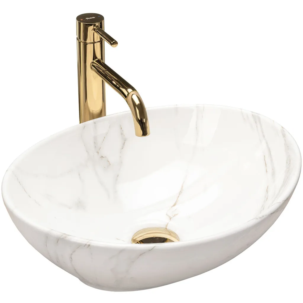 Lavabo da Appoggio Rea Sofia Shiny Aiax | Ceramica Effetto Pietra Top
