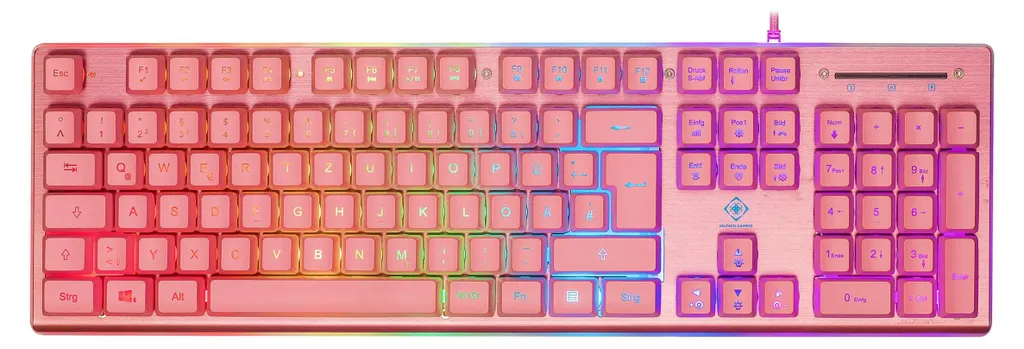 Clavier RGB Rose à Membrane QWERTZ Deltaco Gaming GAM-021-RGB-P-FR