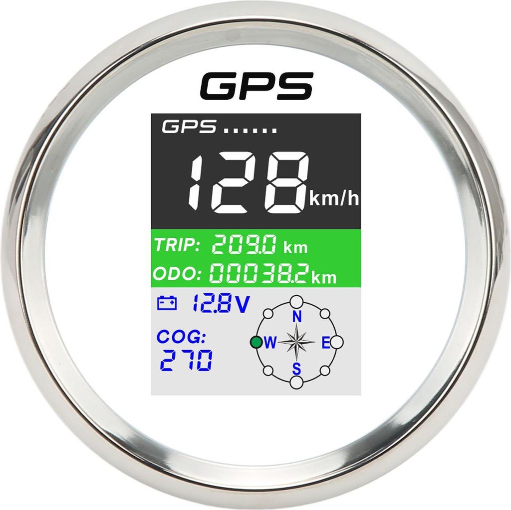 85 mm GPS-Tachometer Km/h Knoten MPH DC9-32 V TFT-Bildschirm IP67 Wasserdichter Geschwindigkeitsmesser Universal für Autos Motorräder Boote Weiß...