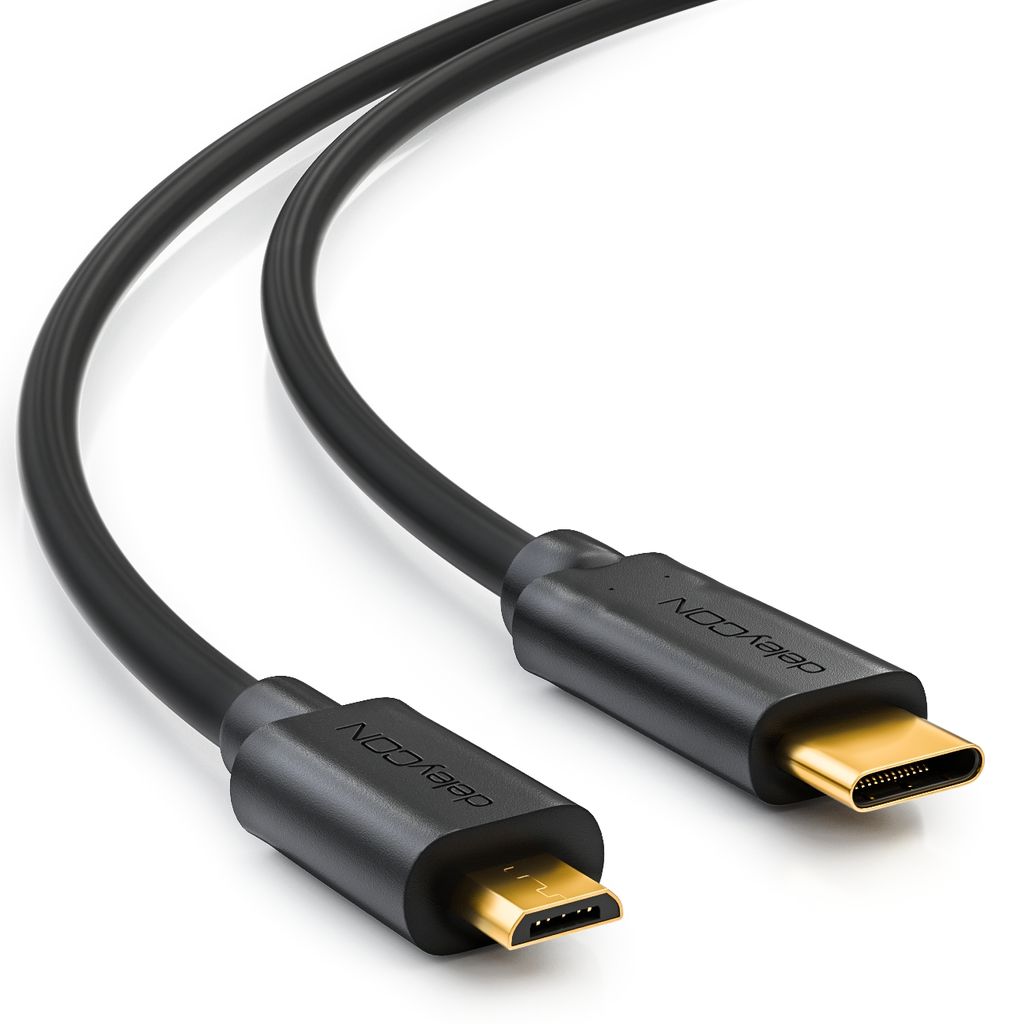 deleyCON 0,5m USB C auf Micro USB - Ladekabel