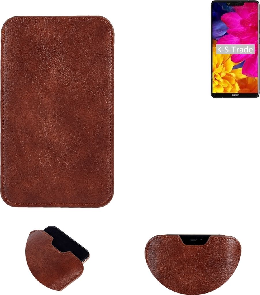 K-S-Trade Schutzhülle Handyhülle kompatibel mit Sharp Aquos S3 Handytasche Kunstleder Sleeve in braun