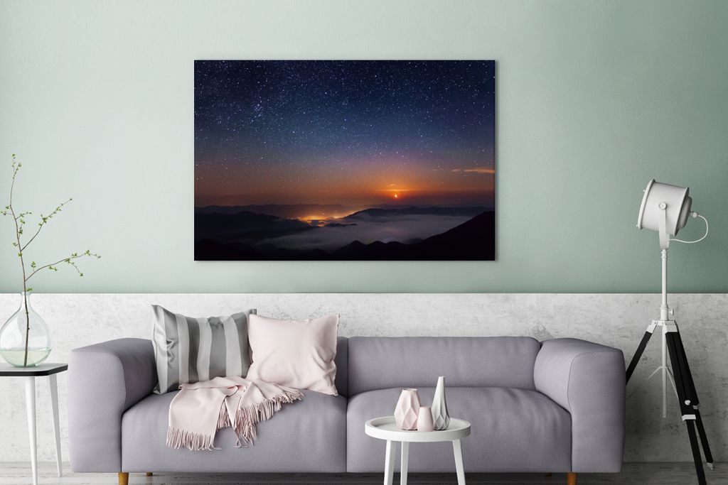 OneMillionCanvasses - Leinwandbilder - 140x90 cm, Der Morgen vertreibt die Nacht, Wandbilder Kunstdruck Wanddekoration - Foto auf Leinwand - Gem...