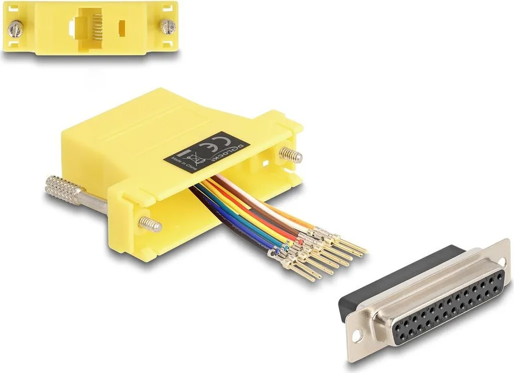Kit di montaggio DELOCK da presa D-Sub 25 pin a presa RJ45 giallo