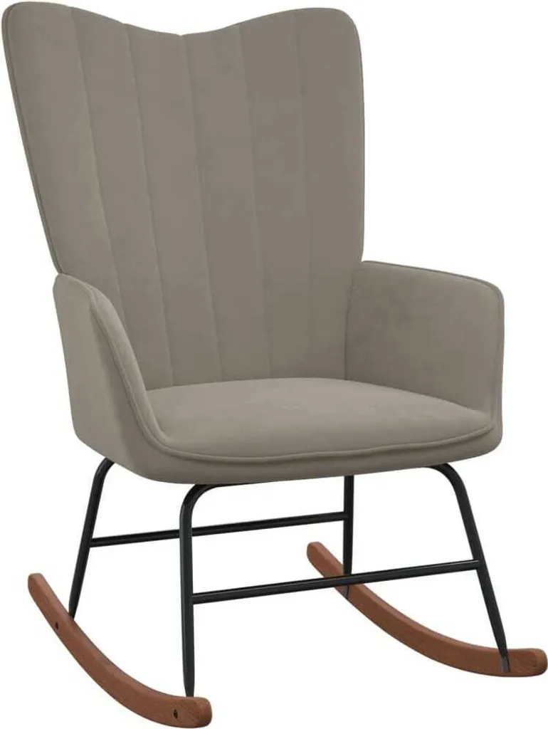 Offerta Sedia a Dondolo Velluto Grigio Chiaro Comfort Top