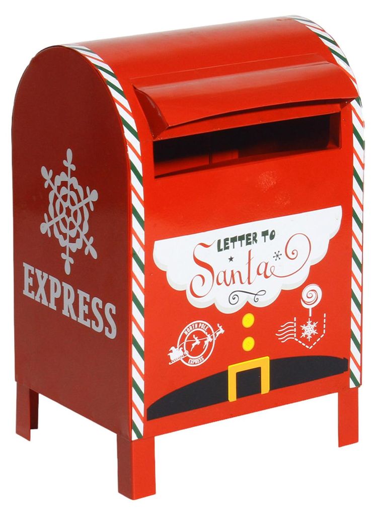 Weihnachtsbriefkasten, Briefe an den Weihnachtsmann, Metallbriefkasten, dekorativer roter Weihnachtsbriefkasten für Zuhause, drinnen und draußen,...