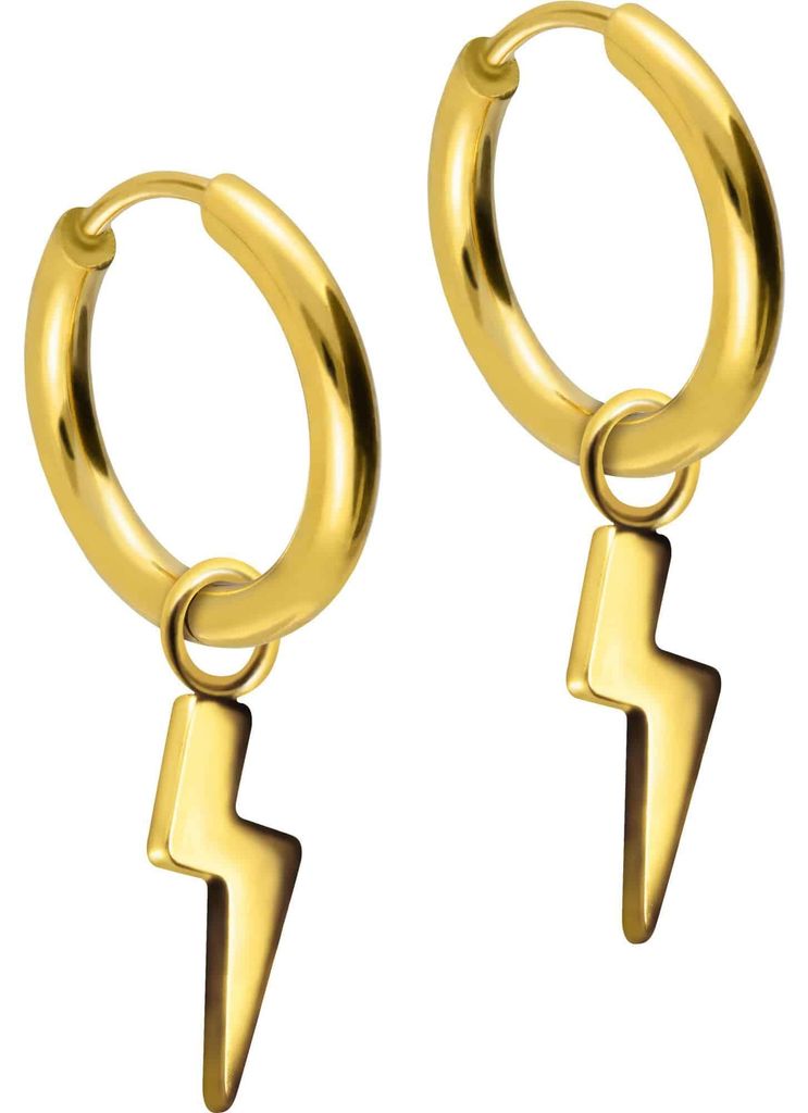 Chirurgenstahl Ohrclicker Creolen BLITZ Gold Innendurchmesser: 10mm + Designstärke: 1,6mm