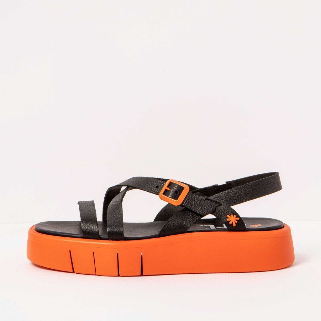 Art Sandalen Damen 1853 NAPPA BLACK-ORANGE/ MALAGA Farbe Schwarz