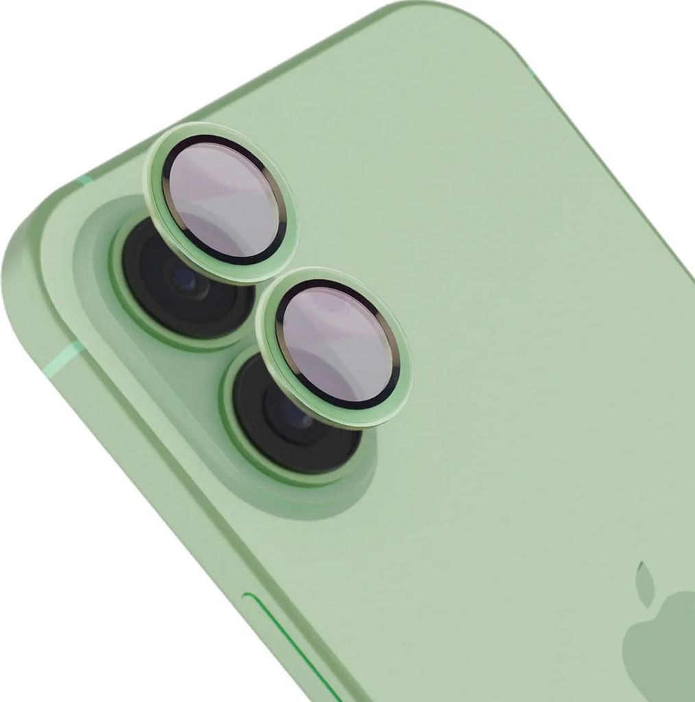 Glas für die Kamera mit Applikator für iPhone 17, Bizon Glass Snap Lens, 1 Set, Hellgrüner Rahmen