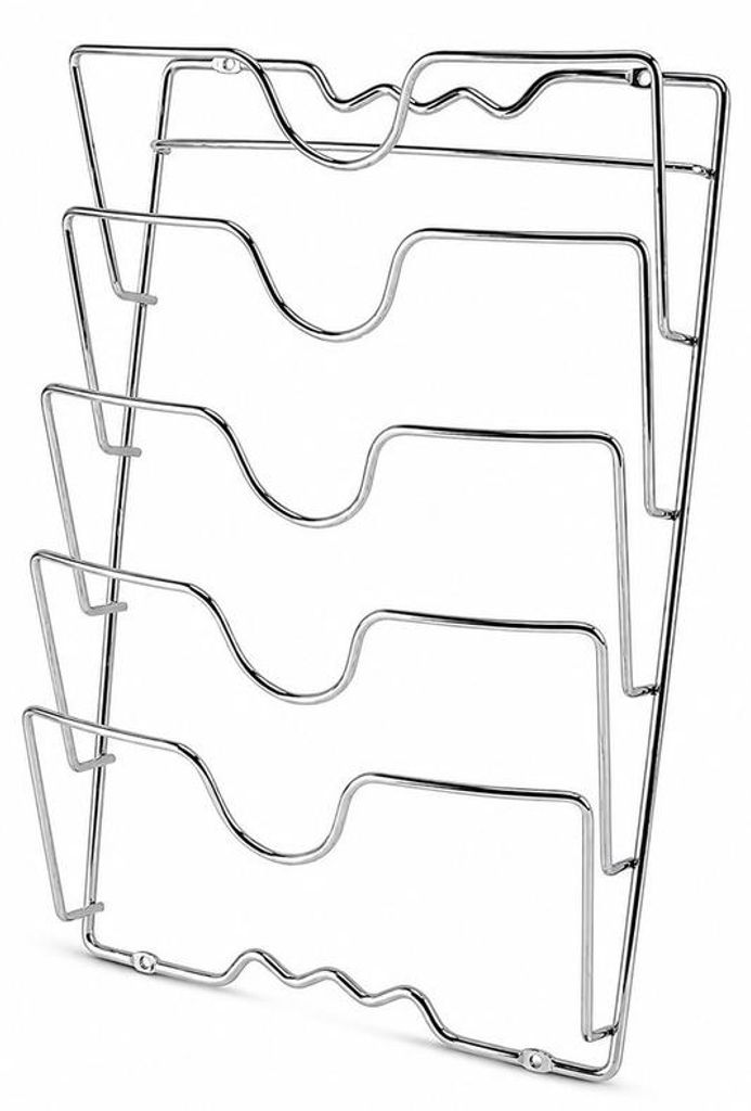 Topfdeckelhalter 5 Ebenen zur Wandmontage, Metall, 40,5 × 26,5 × 8 cm, ohne Bohren, für Schranktür und Küche