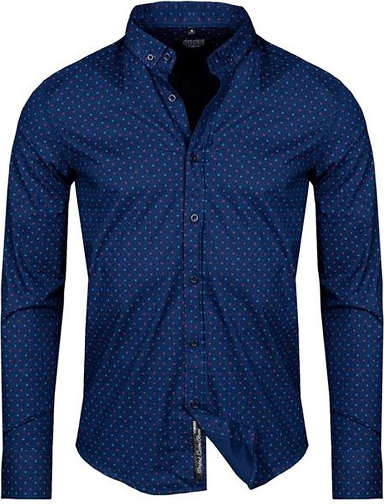 Brandneu Designer Hemd CARISMA Navy gemustert