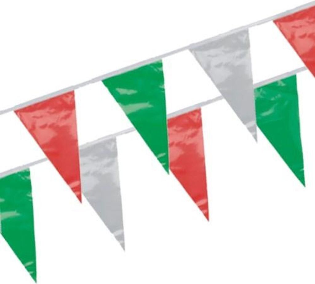 Papstar Wimpelkette, Folie 4 m grün/weiß/rot wetterfest, 10 Stück