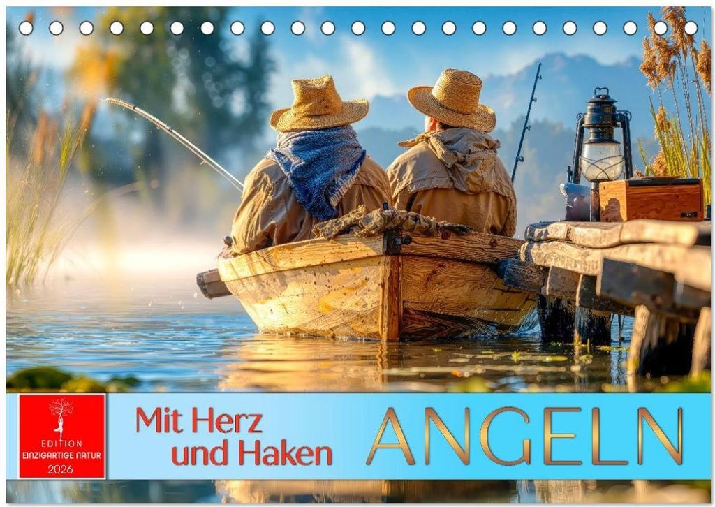 Angeln mit Herz und Haken (Tischkalender 2026 DIN A5 quer), CALVENDO Monatskalender