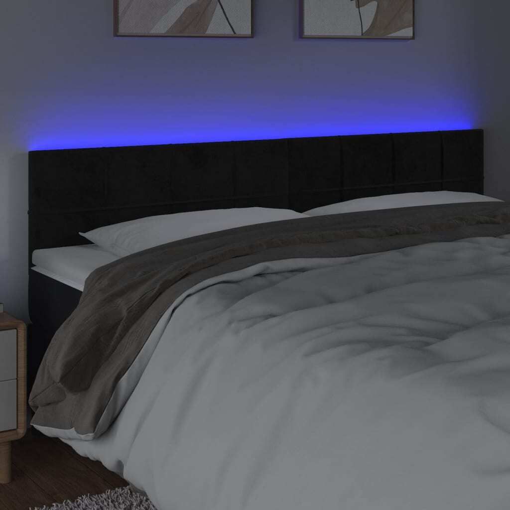 "im Sonderangebot"LED Kopfteil Moderner design - legantes Kopfteil fürs Bett - Schwarz 160x5x78/88 cm Samt DEMöbel 6293618
