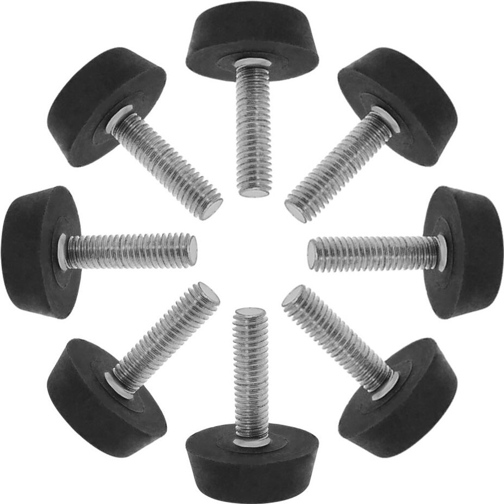 24 x Möbelfüße verstellbar schwarz M6 | Nivellierfüße Bodenschutz | Regulierschraube | Möbelgleiter drehbar - Gewindegleiter | Stellschraube ...