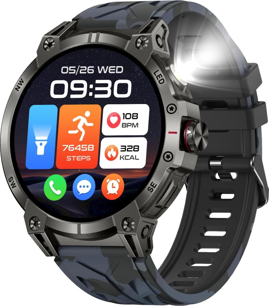 INF Multifunktionale Smartwatch: Silikon, 5.65x4x1.23cm, Sport & Alltag, 1 Stk Blau