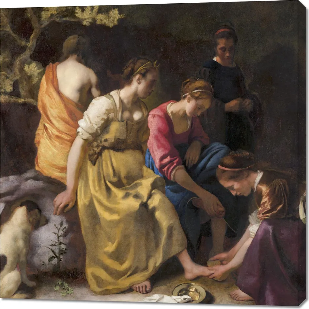 Quadro 100x100 cm Diana e le sue ninfe, Vermeer Vintage
