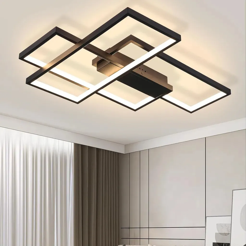 ZMH Plafonnier LED Noir 35W Blanc Chaud au Design Géométrique Moderne