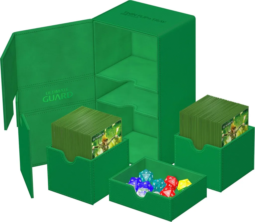 Boîte rigide avec compartiment accessoires Ultimate Guard vert 200+ - 7