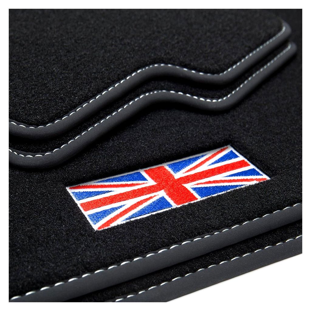 500 Union Jack Logo Fußmatten für Mini 1 R50 53 2001-2006 mit Ziernähten