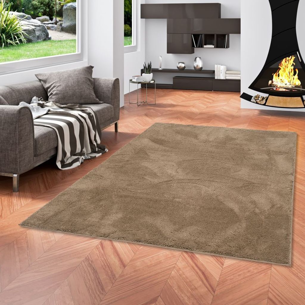 Luxus Super Soft Hochflor Langflor Teppich Silky Taupe, Produktbild 