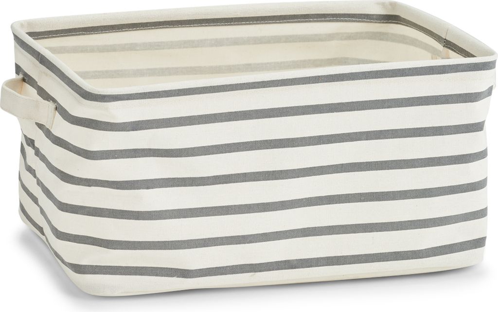 ZELLER Canvas Aufbewahrungsbox grau gestreift 36x25x18cm Produktbild 