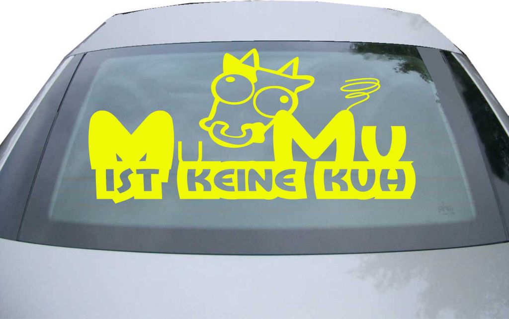 Indigos UG - Aufkleber Heckscheibe & Motorklappe DE6970 - neongelb - 600x284 mm - Mumu ist keine Kuh - Auto Scheiben Fenster Heckklappe Tuning Raci...