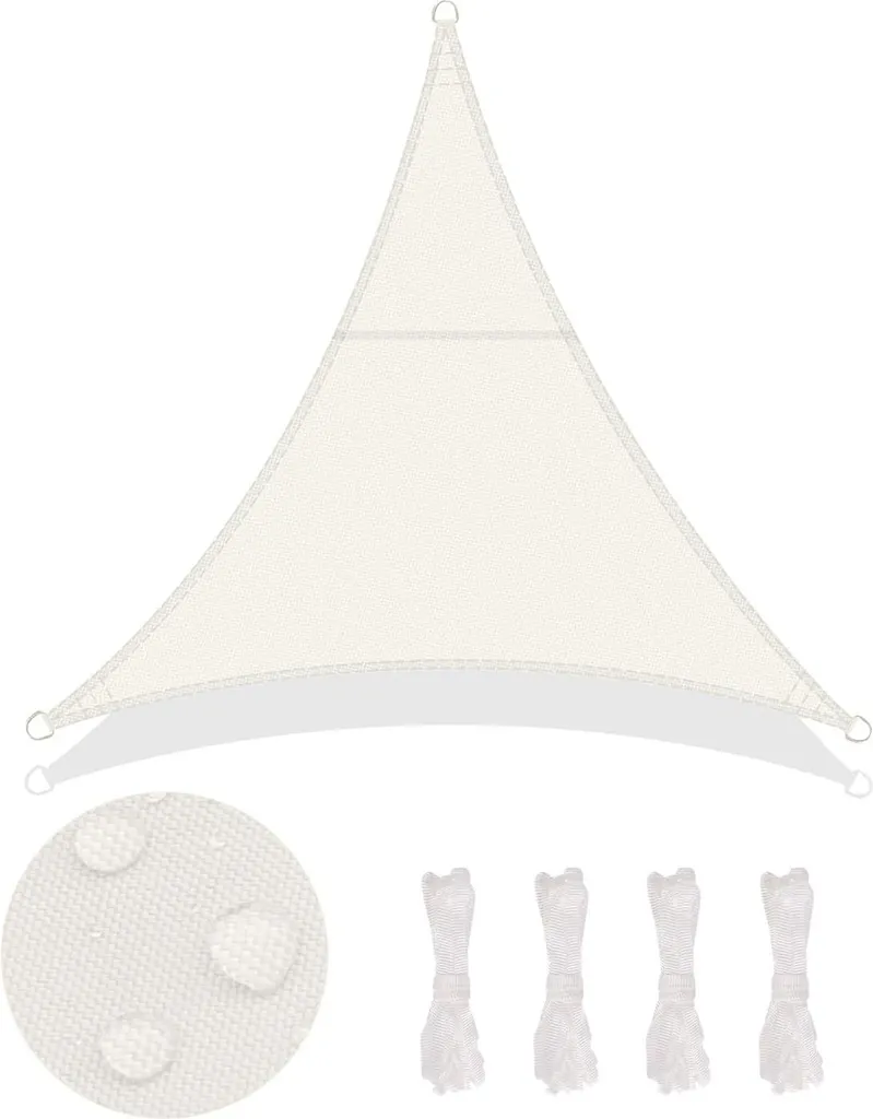 Voile d'ombrage imperméable crème 3,5 x 5 m avec protection solaire UV