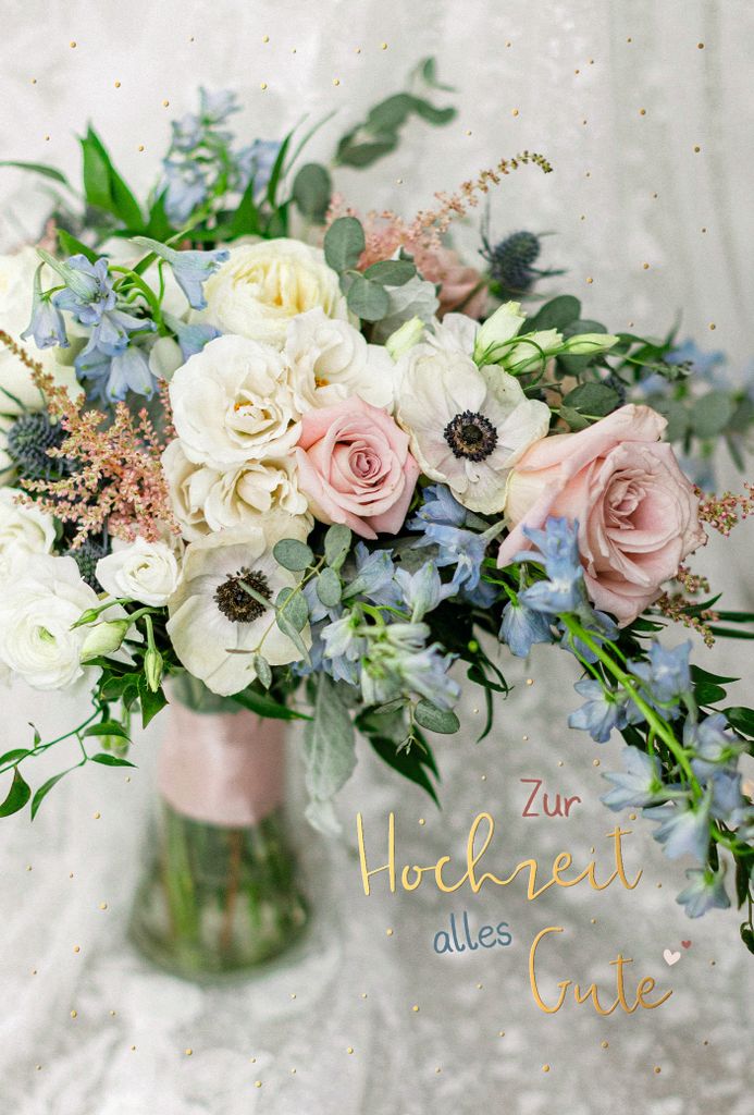 Hochzeit Alles Gute Blumen Glückwunschkarte mit Umschlag