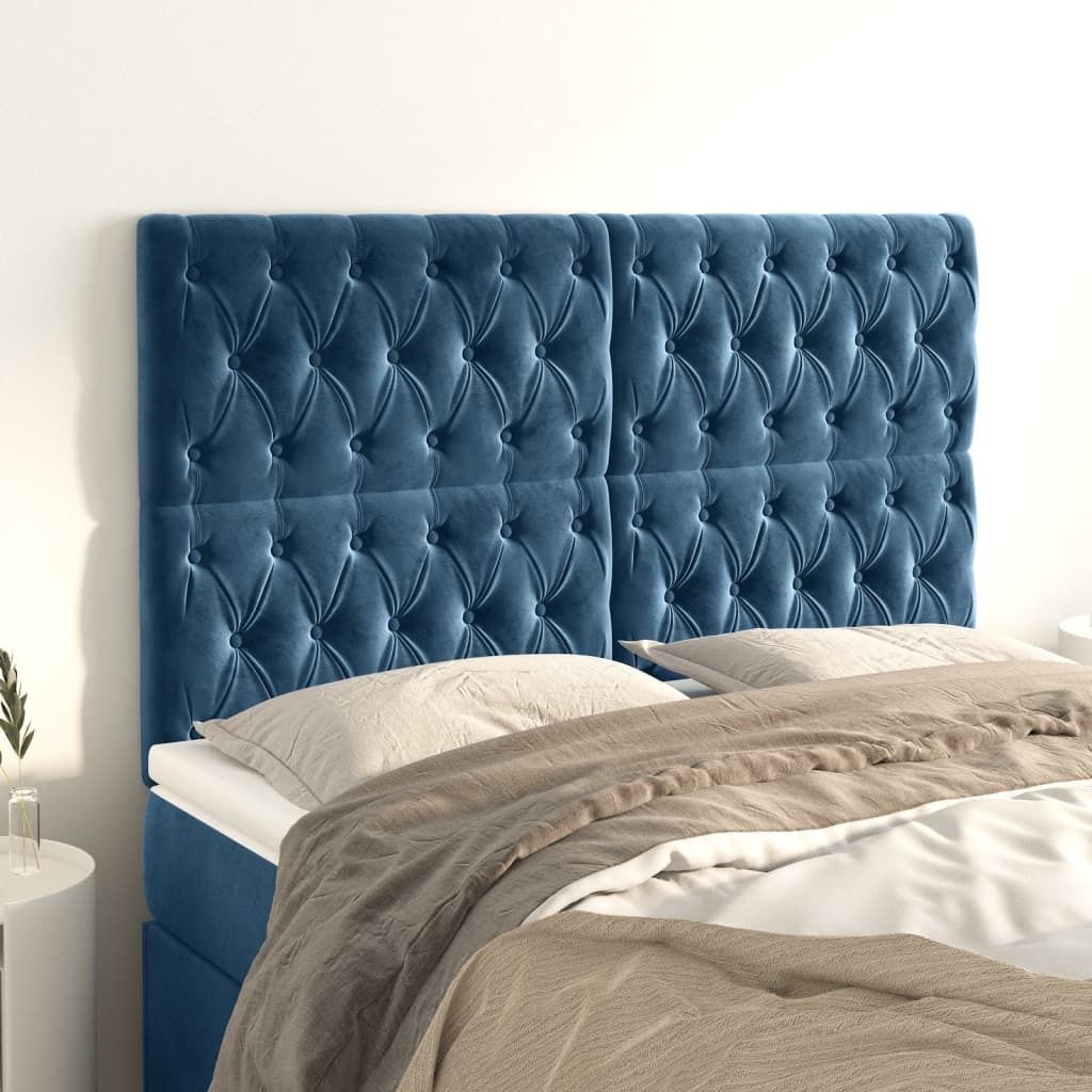 "Rabatt" Bettkopfteil modern - Kopfteil für Bett - Dunkelblau 144x7x118/128 cm Samt - Kopfteile CC4015
