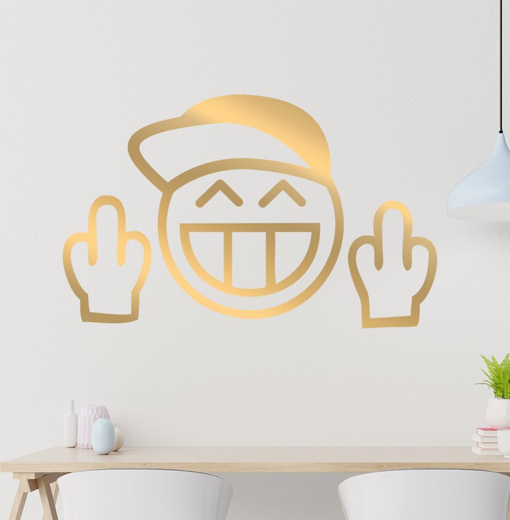 KIWISTAR Fuck you smile Boy - Cap Mittelfinger Wandtattoo in 6 Größen - Wandaufkleber Wall Sticker - Dekoration, Küche, Wohnzimmer, Schlafzimmer...