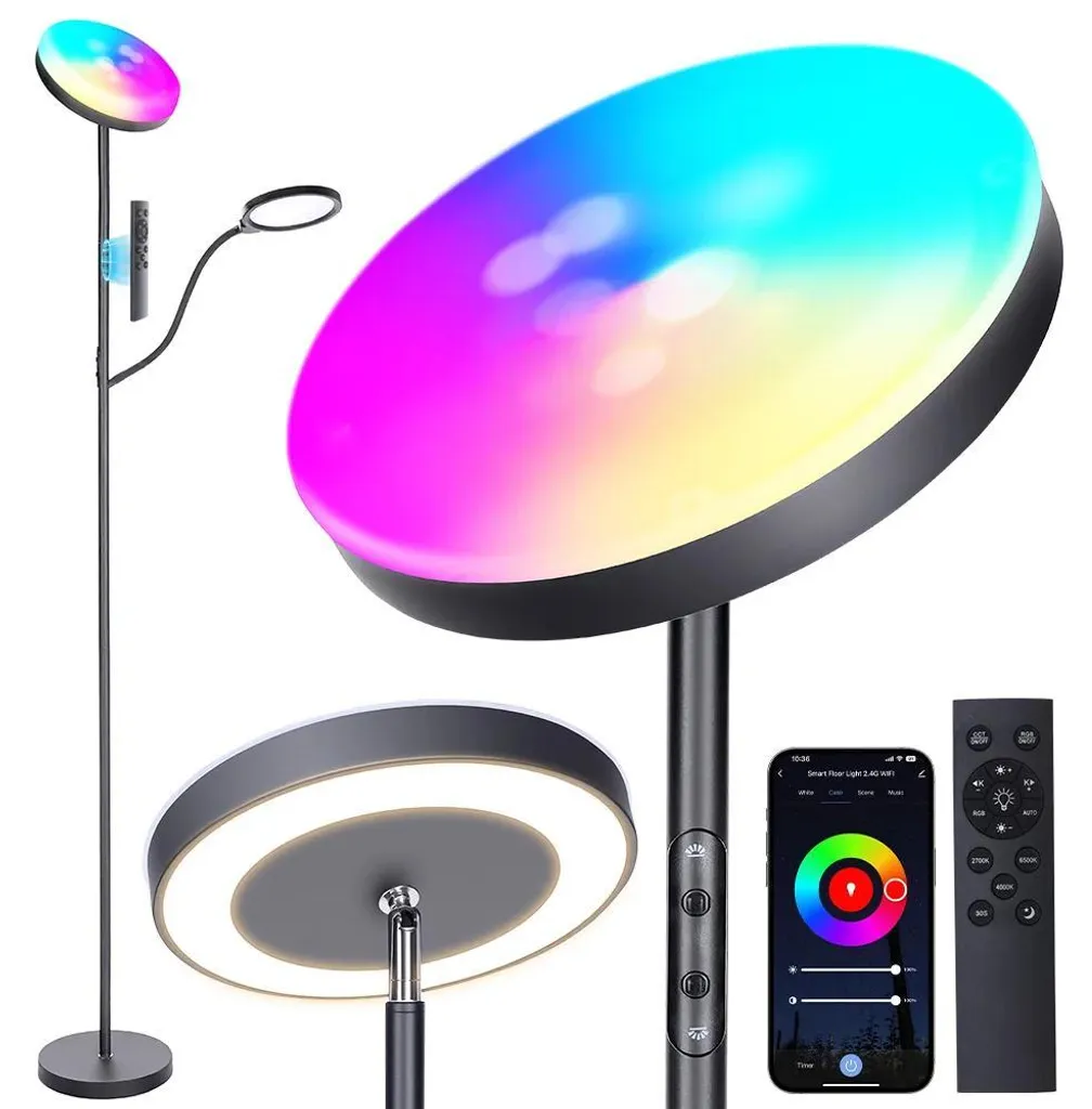 Lampe sur pied RGB intelligente BWL-FL6 - 36W Double Tête Noir