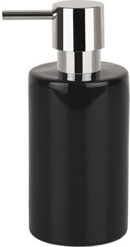 Spirella Seifenspender "Tube" | mit Pumpe | Flüssigseifen-Spender | Porzellan | 300ml | Langliebig und Robust | Schwarz