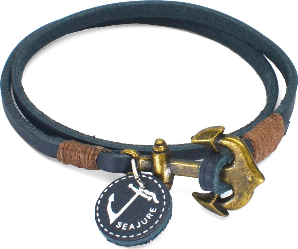 Seajure Doppeltes Leder Hvar Armband Blau