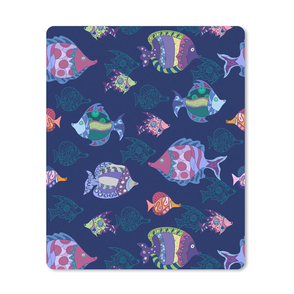 MuchoWow Mauspad Mousepad Fische - Muster - Aquarium - Regenbogen - Kind 19x23 cm - Mousepads - Maus Mat - Pad - Mausunterlage - Mauspads - Spielen