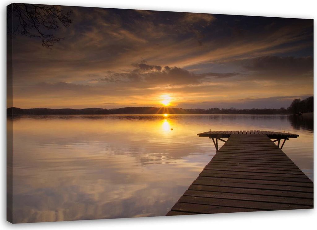 Leinwandbild seebrücke sonnenuntergang 60x40 cm Feeby beige wandbild bereit zum aufhängen