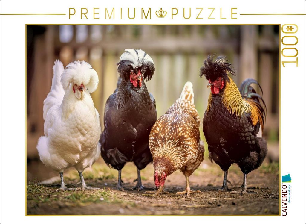 CALVENDO Puzzle Naturnah, friedlich, wunderschön – polnische Hühner. | 1000 Teile Lege-Größe 64x48cm Foto-Puzzle für glückliche Stunden