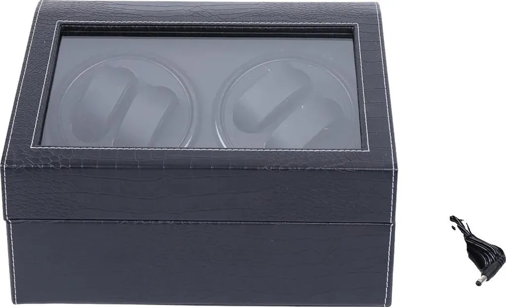 Boîtier remontoir de montres rotatif en cuir noir pour horlogerie de luxe