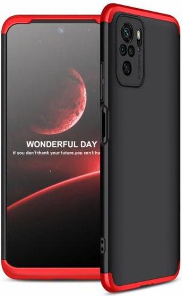 360 Grad-Case für Xiaomi Redmi Note - Farbe: Schwarz & Rot - Modellkompatibilität: Für Xiaomi Redmi Note 10