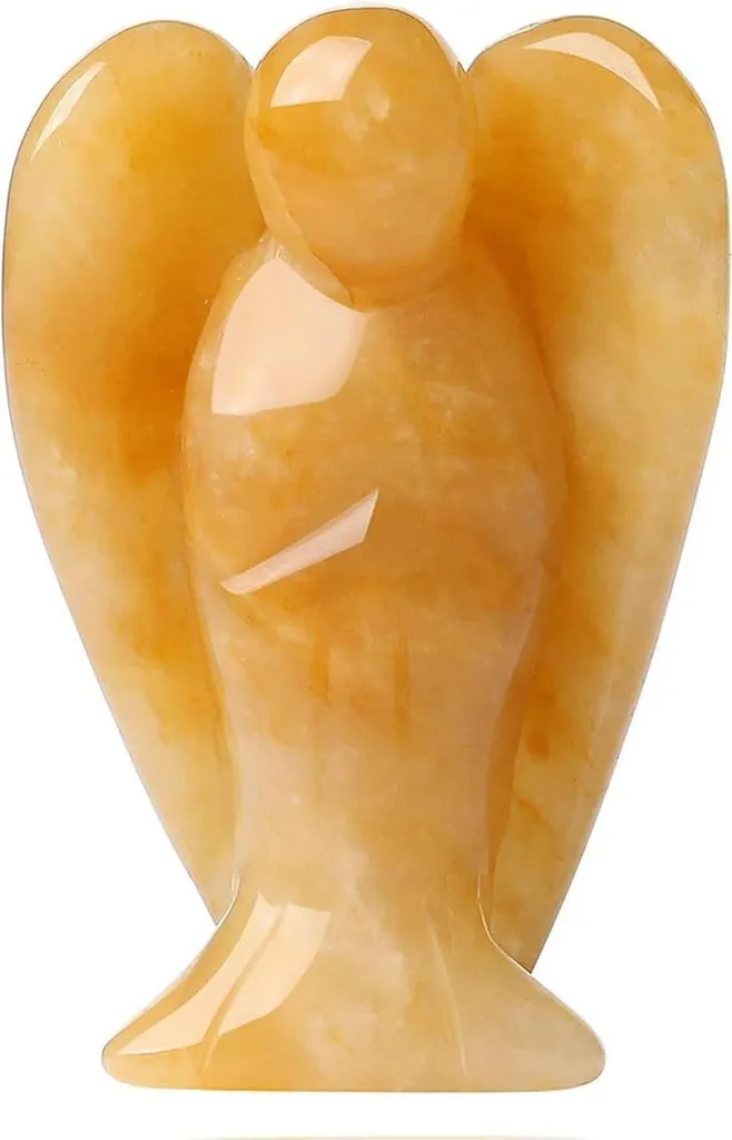 Ange de Guérison en Jade Jaune pour Méditation et Équilibre des Chakras
